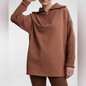 Varley Owens Half Zip Sweatshirt in Carob Brown